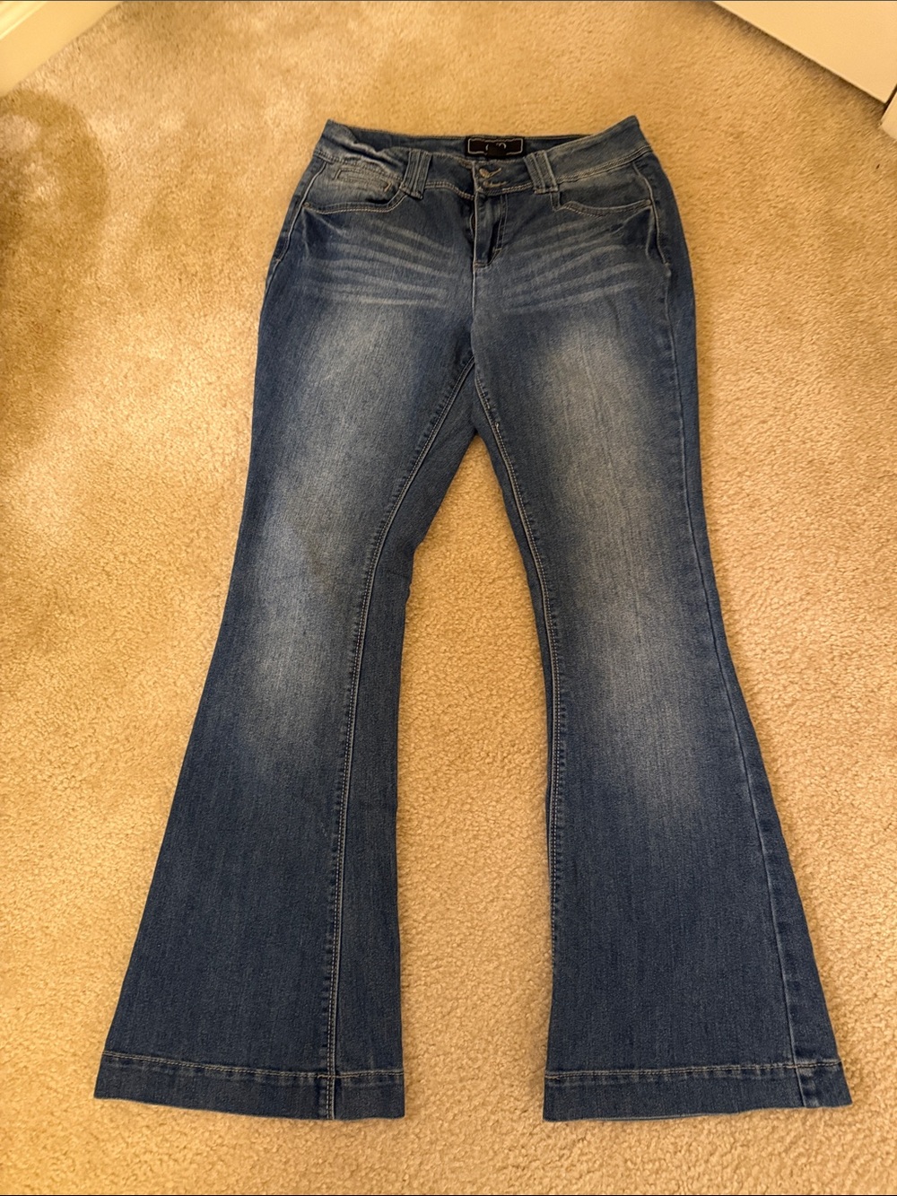 Cato Dark Blue Distressed Flare Jeans